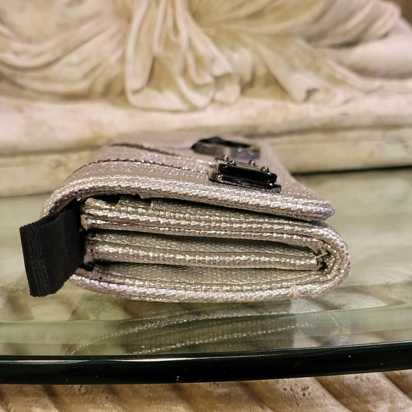 L.A.M.B. by Gwen Stefani Metallic Zipper Cloth Wallet NWOT Luxury Designer #587 - Picture 4 of 10